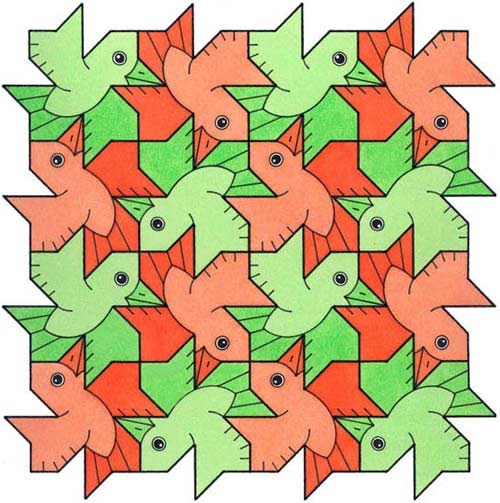 Birds 1 - Geometric, One Motif, of a Square - David Bailey's World of Tessellations Birds 1 - Geometric, One Motif, of a Square - David Bailey's World of Tessellations